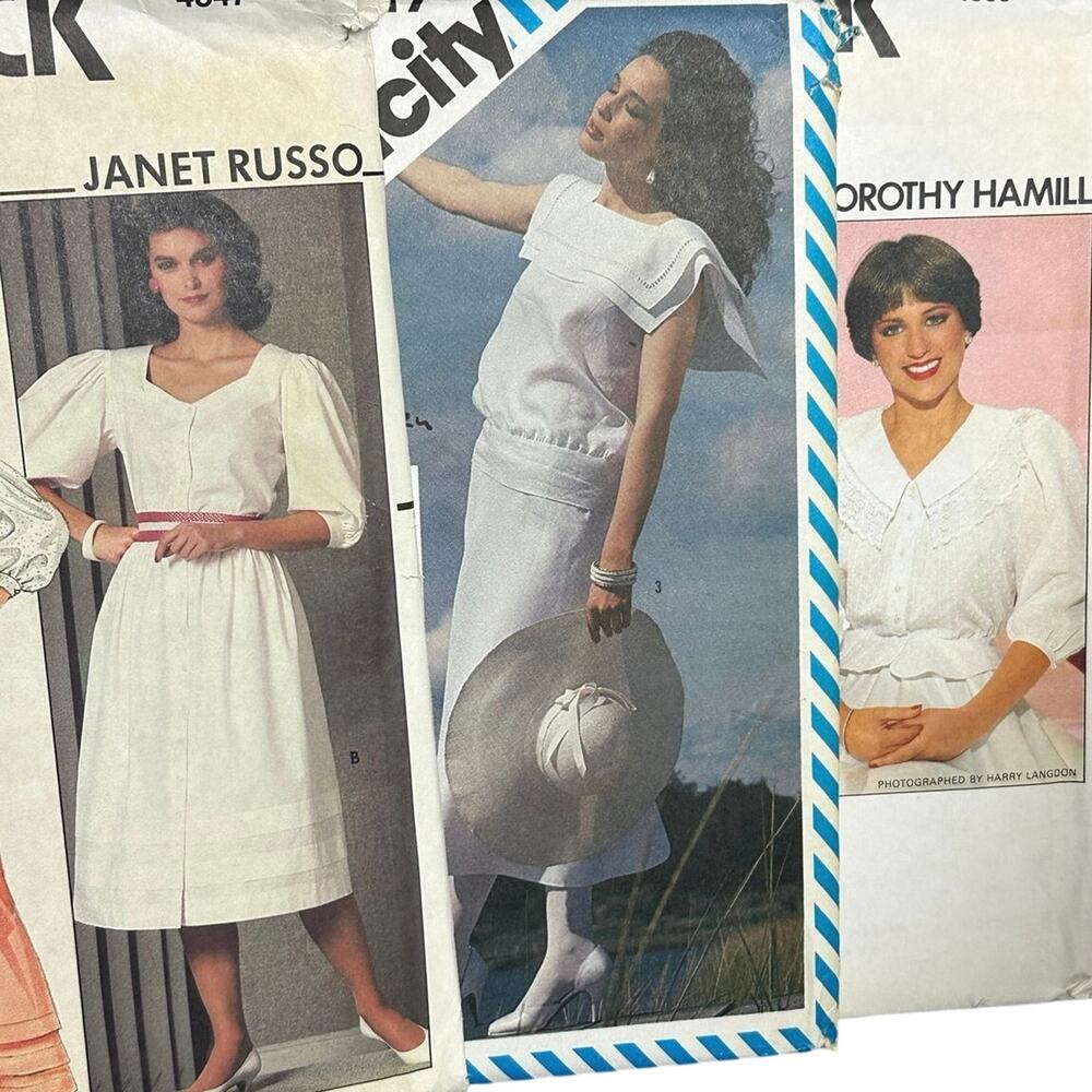 Vintage lot cottagecore sewing patterns size 12-14-16 puff sleeve sailor collar